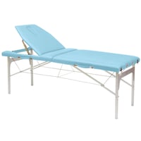 Civière pliante écoposturale : deux corps, avec structure en aluminium et pieds réglables (70 x 182 cm)