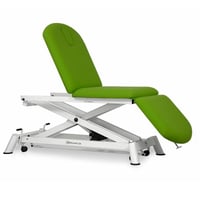 Brancard électrique : trois corps, type fauteuil, à montée droite sans déplacement latéral et roues escamotables (deux modèles disponibles)