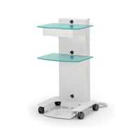 Chariot mobile pour la chirurgie : se compose de deux étagères en verre et d'un tiroir