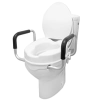 Rehausseur de siège de toilette avec accoudoirs (10 cm), rehausseur de siège de toilette pour adultes avec couvercle PEPE Rehausseur de siège de toilette avec accoudoirs (10 cm), rehausseur de siège de toilette pour adultes avec couvercle PEPE