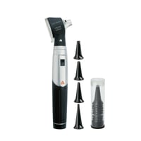 Otoscope Heine Mini 3000 : quatre spéculums à usage continu, cinq spéculums jetables de 4 mm et 2,5 mm