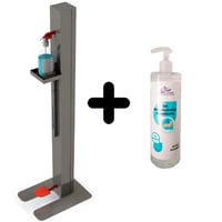 Armoire de distribution COVID-19: fonctionnement réglable en hauteur et automatique avec le pied + gel hydroalcoolique gratuit (500 ml)