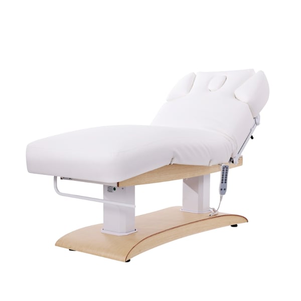 Table de soins électrique Troch+ Spa : 3 sections et 4 moteurs avec chauffage, fonction antigravité et mémoire de position (blanche)