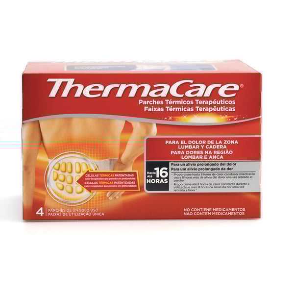 Thermacare Lumbar : Patchs chauffants thérapeutiques pour les douleurs au bas du dos et à la hanche (paquet de quatre)