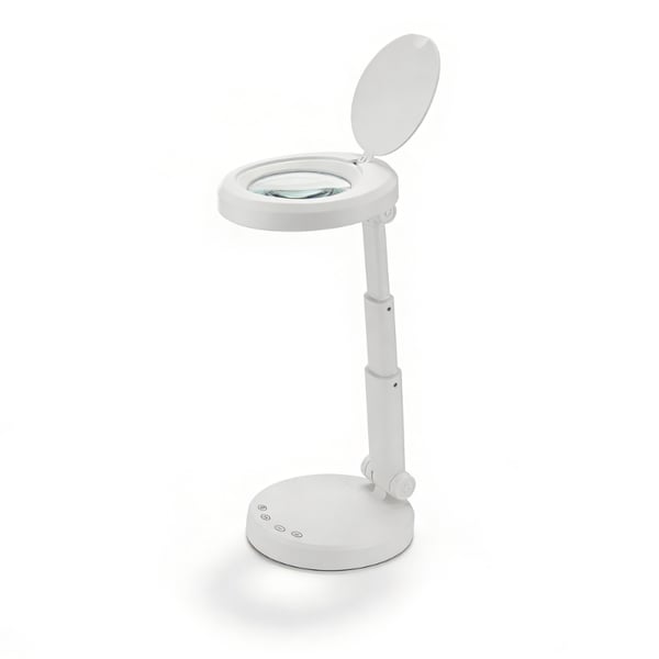 Lampe de bureau LED FLIP avec lentille grossissante 5x : pour les travaux de précision en esthétique, manucure ou électronique