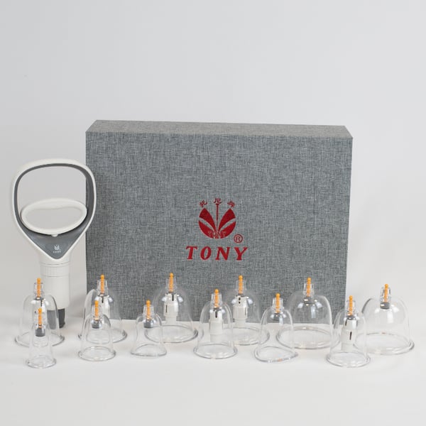 TONY (Gauche chauve) Kit de ventouses à vide 12 unités pour la thérapie par ventouses