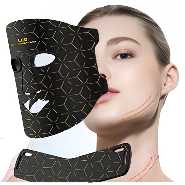 Masque de photobiomodulation pour le visage et le cou : luminothérapie LED rouge et infrarouge pour le rajeunissement