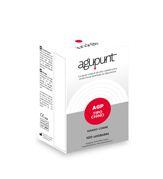 Aiguille acupuncture Agupunt - Manche en cuivre sans guide, emballage papier individuel (200 unités)