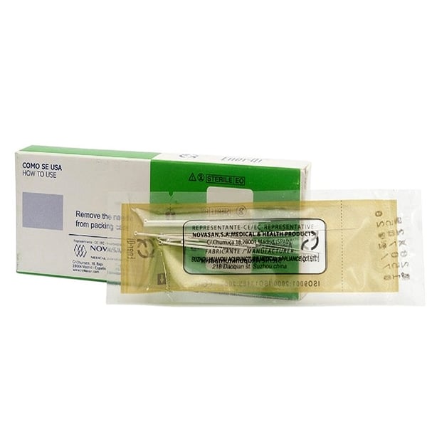 Aiguilles d'acupuncture - tête de manche d'argent avec 10 aiguilles + 1 Guide Guide (Ener-qi) - Mesure: 0,26 x 25 (32 x # 1)