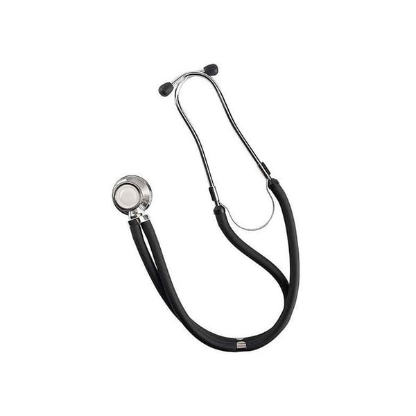Riester Ri - Rap Stéthoscope Double Tube, 40 cm, Noir, Tête Double Chromée, dans Boîte Présentoir en Carton