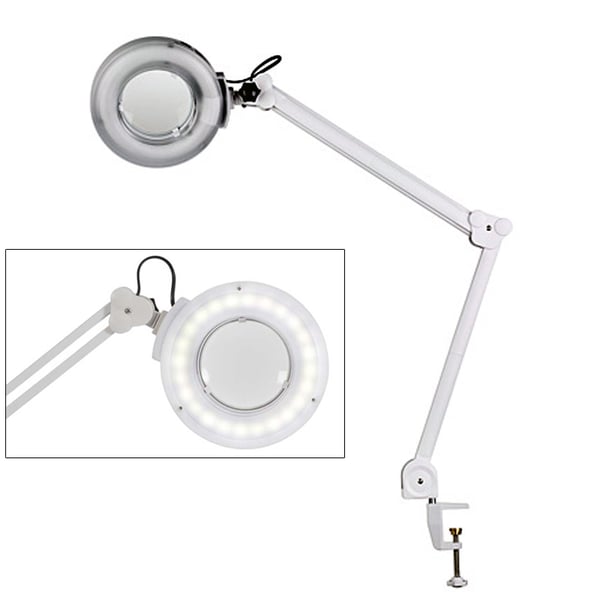 Expand Lampe loupe à lumière froide LED avec trois grossissements (base de fixation par pince)