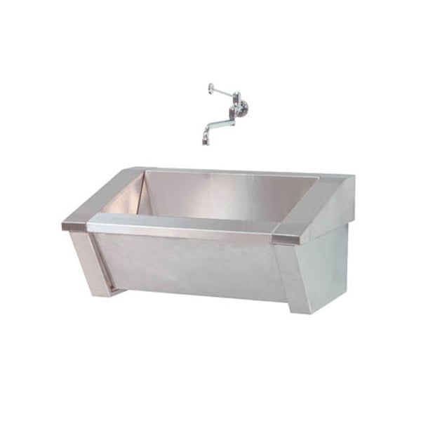 Lavabo chirurgical : en acier inoxydable avec un carré et sans robinet (75 x 50 x 37 cm)