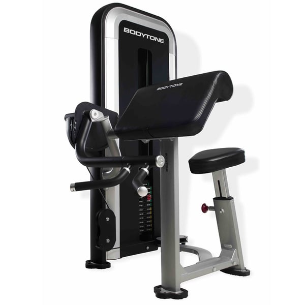 Machine professionnelle Biceps Assis Evolution Series Bodytone : Charge de 71 kg par plaques