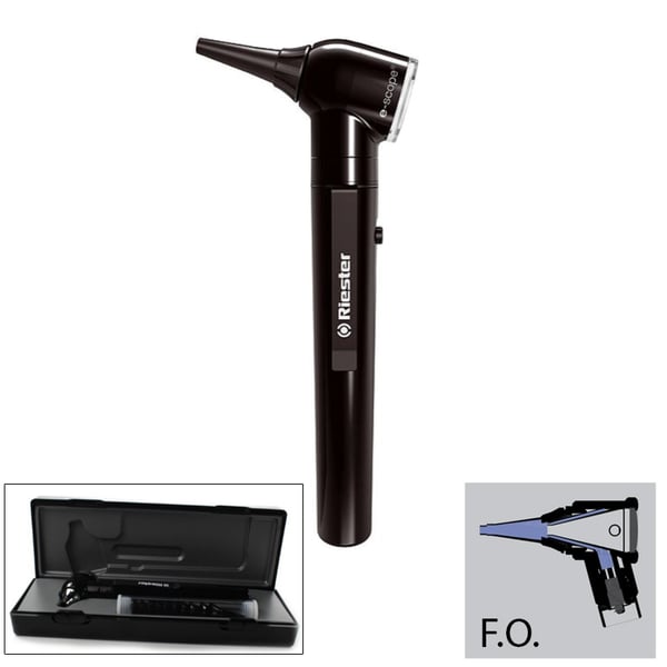 Otoscope de poche Riester e-scope avec fibre optique, éclairage au xénon XL 2,5V en étui (couleur noire)