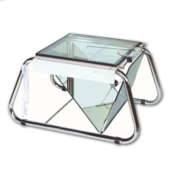 Podoscope avec installation électrique en acier chromé