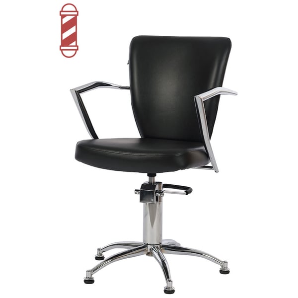 Fauteuil de coiffure Gardner : Accoudoirs chromés et base en étoile à roulettes