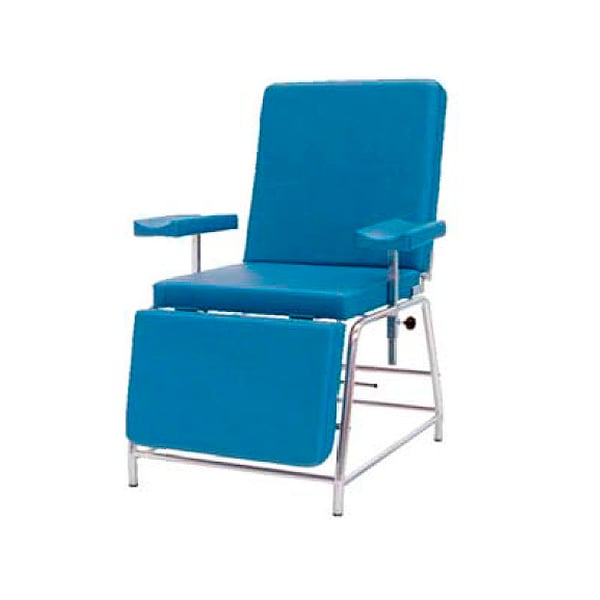 Chaise de prélèvement sanguin : en acier chromé (165 x 60 x 80 cm)