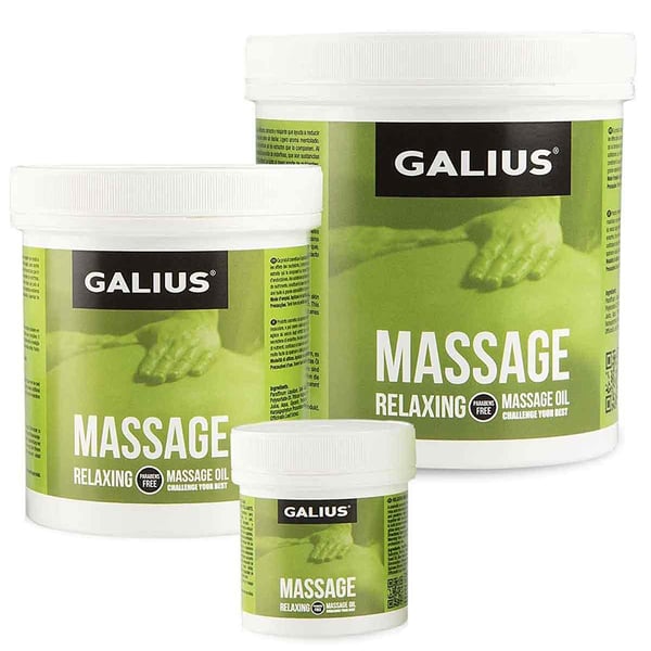 Huile de massage relaxante Galius : pour tous les types de massage avant et après l'effort