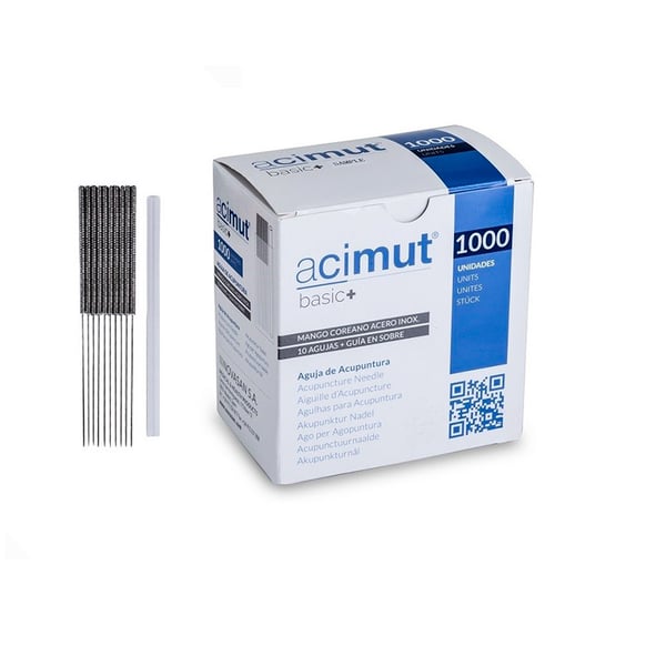 Aiguille en acier silicone avec manche et guide coréen 1000 unités : sachet 10 unités + 1 guide