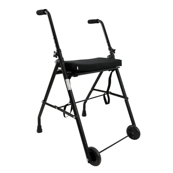 Déambulateur KMINA pour adulte, 2 roues et siège viscoélastique, noir