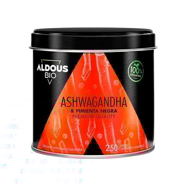 Ashwagandha biologique Aldous au poivre noir (250 capsules)