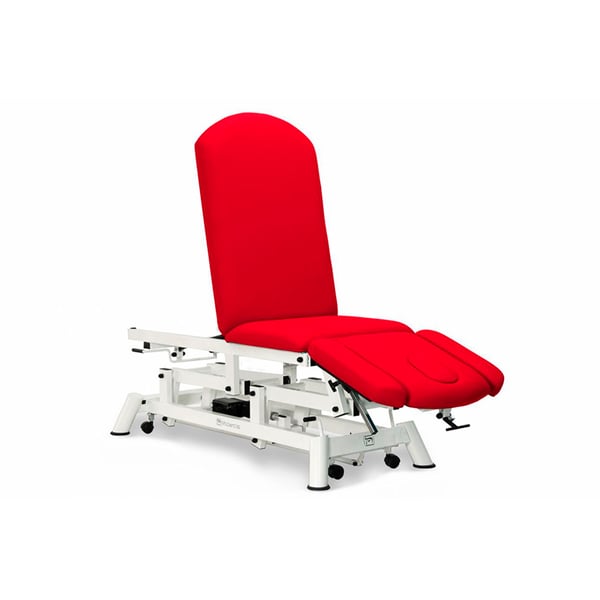 Canapé électrique pour ostéopathie : cinq corps avec dossier à inclinaison négative, accoudoirs réglables, porte-papier toilette, couvre-visage et roues escamotables (deux modèles disponibles)