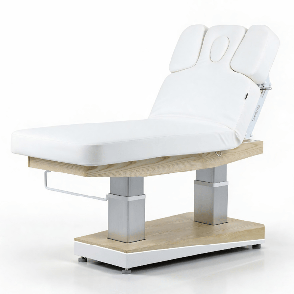 Table de soins HELAN SPA avec 4 moteurs, chauffage et base en bois naturel