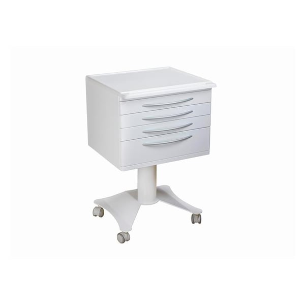 Chariot mobile à roulettes : contient quatre tiroirs et un plan de travail en céramique