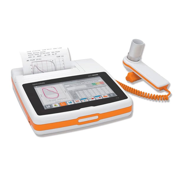 Spirolab Nouveau spiromètre portable : avec oxymétrie en option et écran haute définition, Bluetooth et une turbine réutilisable
