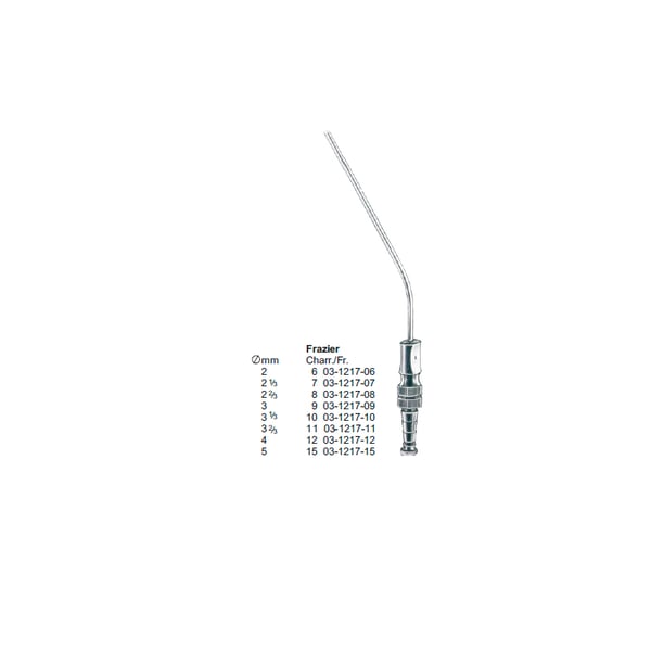 Tube d'aspiration Frazier 18 cm- 12-4,1 mm