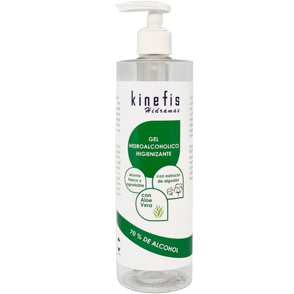 Kinefis Hidramax Gel Hydroalcoolique Assainissant Parfumé à l'aloe vera et à l'extrait de coton 500 ml