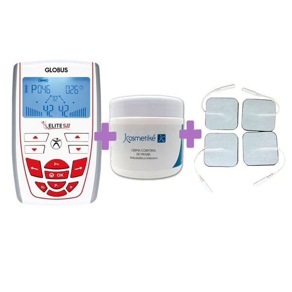 PACK BEAUTY OFFRE: Électrostimulateur Elite S II Fitness et Beauty + Crème anti-cellulite réductrice Kosmetiké + Électrodes adhésives GIFT