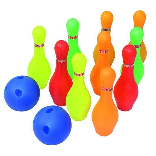 Jeu de quilles Softee PVC : Composé de 10 quilles en PVC et 2 boules