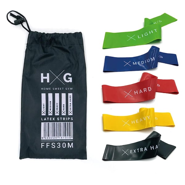 Kit de 5 bandes élastiques en latex avec 5 niveaux de résistance