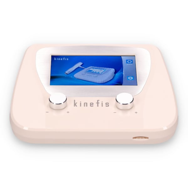 Thérapie par ondes de choc radiales Kinefis Plus : Appareil portable, avec accélérateur électromagnétique et pédale mains libres. Étui de transport offert.