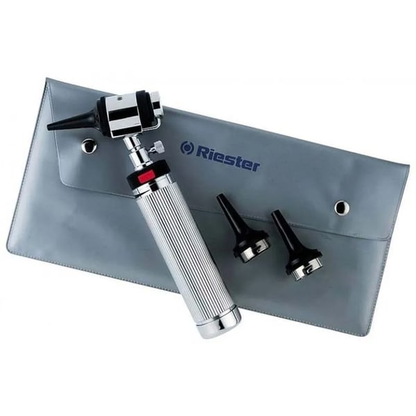 Otoscope/ophtalmoscope à vide Riester uni III May 2,7 V, avec poignée pour piles de type C et avec rhéostat