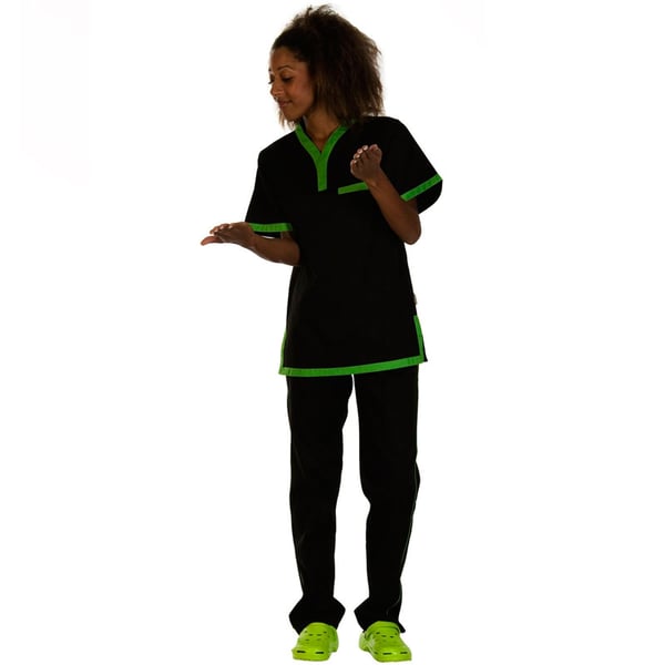Pantalon unisexe à taille élastiquée noir et vert pistache