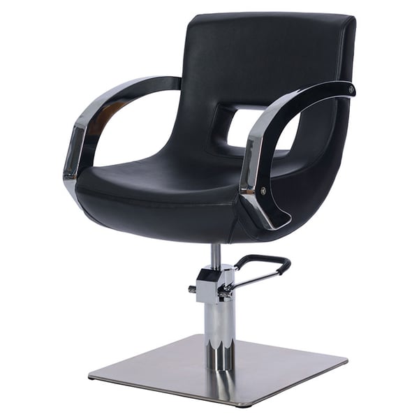 Chaise de barbier Bacall : Accoudoirs chromés