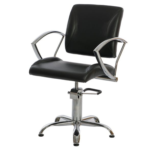 Fauteuil de coiffure Taylor : Accoudoirs chromés et base en étoile