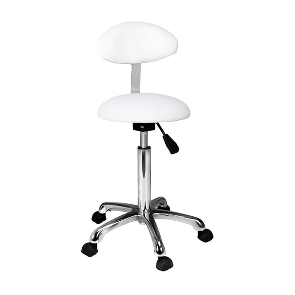 Tabouret Practi Plus avec dossier: Base à cinq roues, design ergonomique et hauteur réglable avec piston à gaz