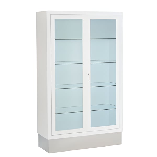 Vitrine émaillée à 2 portes et 4 étagères fixes (150X35X90)