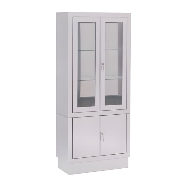 Vitrine en acier inoxydable : pour hôpitaux, cliniques et cabinets médicaux (140 x 30 x 60)
