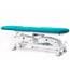 Divan électrique multifonctionnel pour l'ostéopathie : trois corps, avec trois moteurs, dossier inclinable négatif, porte-papier hygiénique et roues escamotables (deux modèles disponibles)