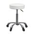Tabouret Silent Fast sans dossier et r&eacute;glable en hauteur par piston &agrave; gaz&nbsp;: assise plate et circulaire, base chrom&eacute;e avec cinq roulettes silencieuses (beige et blanc) - Couleur: Blanc - R&eacute;f&eacute;rence: A26.WKST003