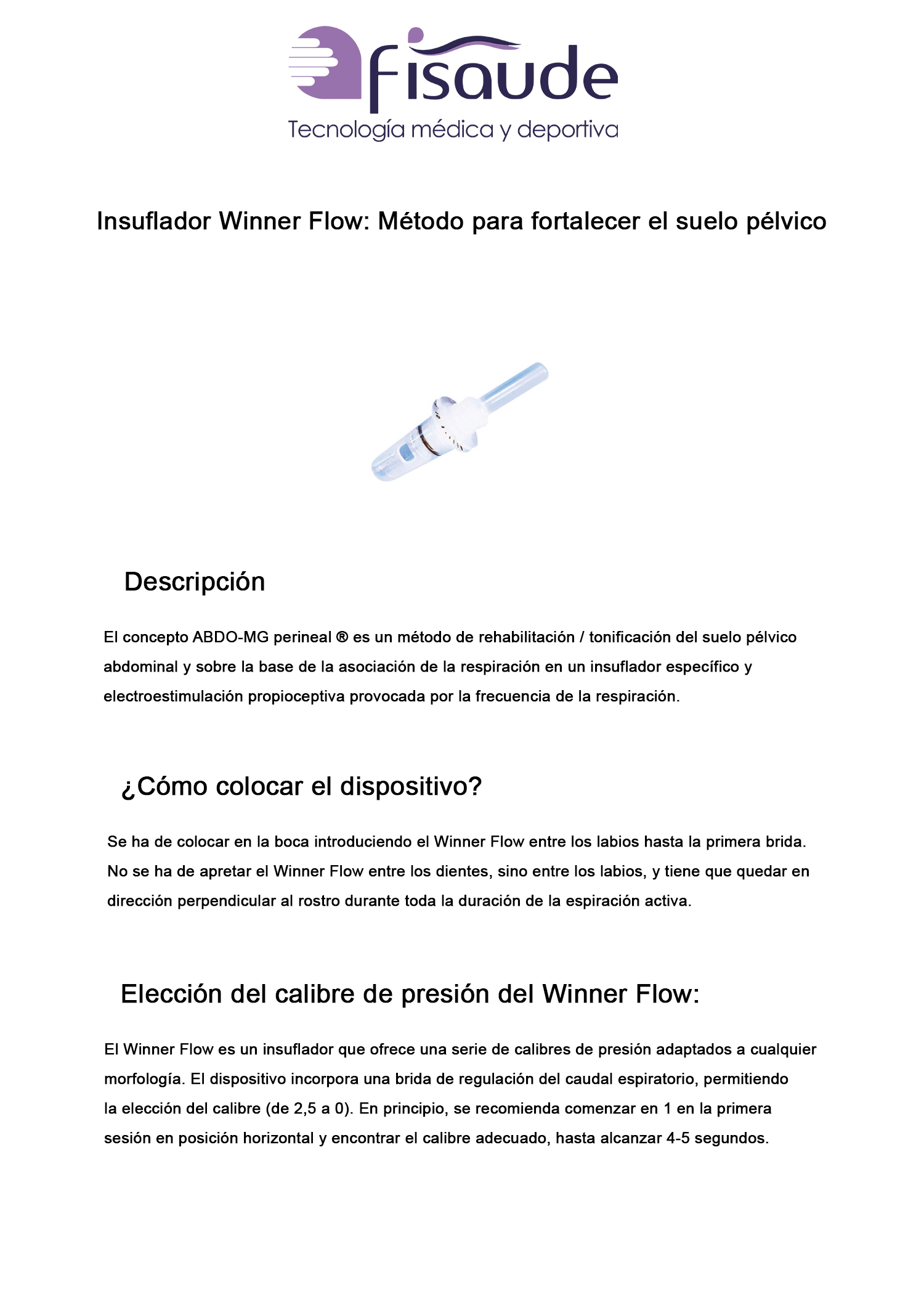 Insufflateur Winner Flow : Méthode pour renforcer le plancher pelvien -  Boutique Fisaude