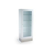 Armoire clinique peinte en blanc avec une porte et socle en acier inoxydable (verre trempé)