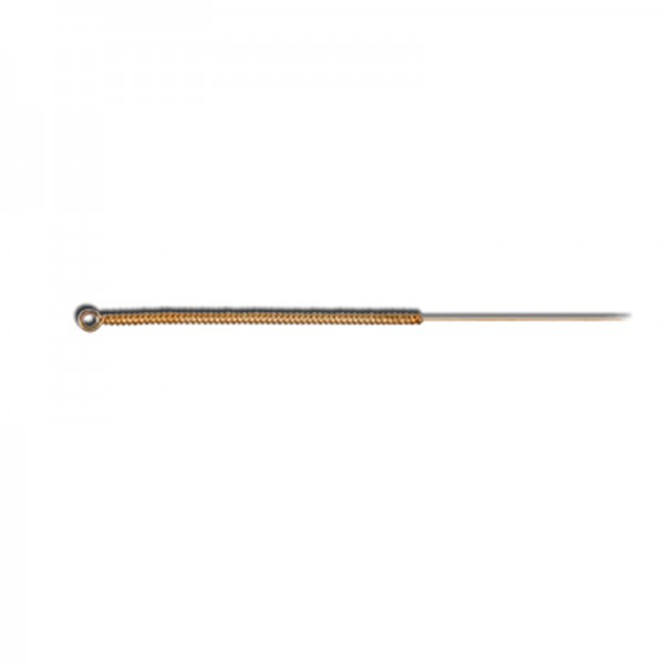 Aiguille Acupuncture type chinois avec tête et sans guide, plaqué or de 18 carats Zenlong 0,22X25 mm