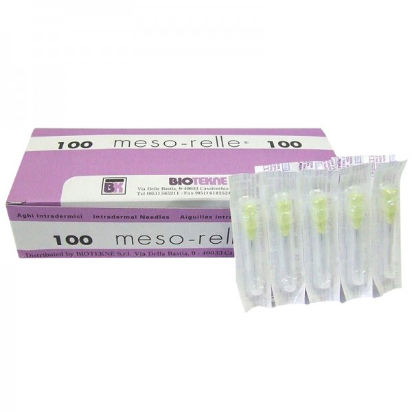 Aiguilles de mésothérapie Meso-Relle (boîte de 100 unités) : Idéales pour introduire des médicaments sous la peau Aiguilles de mésothérapie Meso-Relle (boîte de 100 unités) : Idéales pour introduire des médicaments sous la peau