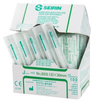 Aiguilles Seirin Type J avec manche plastique avec guide 0,12x30 mm (couleur vert foncé) Aiguilles Seirin Type J avec manche plastique avec guide 0,12x30 mm (couleur vert foncé)