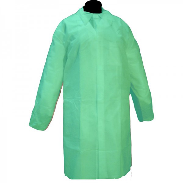 Blouse jetable en polypropylène couleur Vert sans poches avec fermeture Velcro (50 unités)